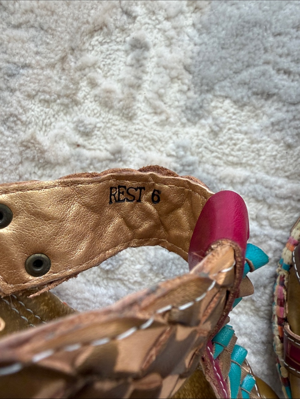 Elite Collection Women's Brown Teal Pink Wedge Sandals - Picture 8 of 8